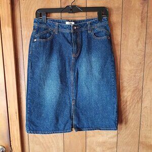 Cato Girls Denim Skirt Size 16 Blue Cotton Jean Skirt Embroidered Pockets